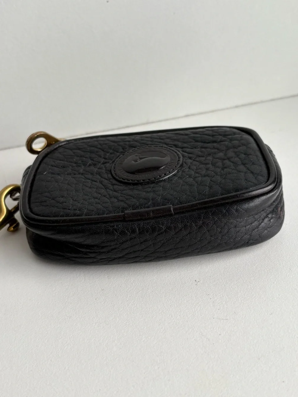 Dooney & Bourke awl black leather Key Caddy Chain Coin Purse zip wallet - Picture 5 of 15